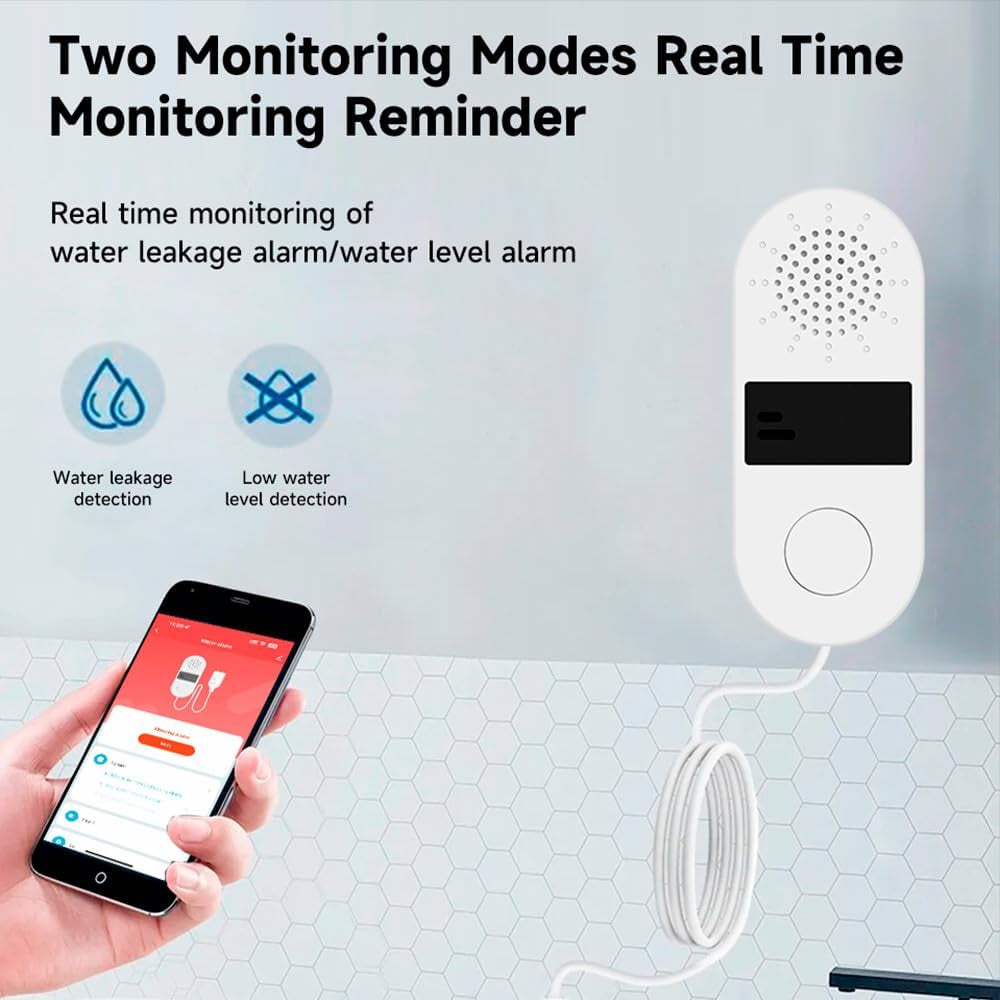 Tuya Water Leak Detector/2.4G Wifi Water Sensors with 130Db Adjustable Alarm/Tan