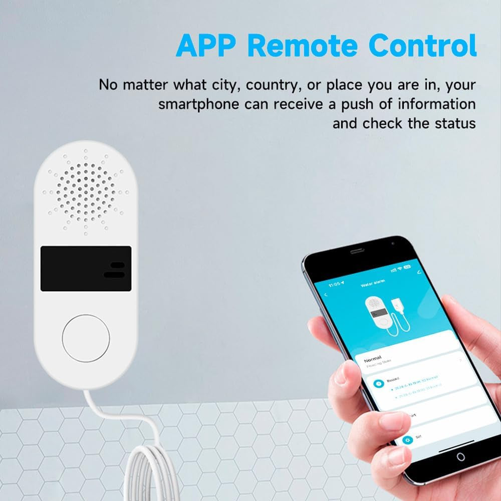 Tuya Water Leak Detector/2.4G Wifi Water Sensors with 130Db Adjustable Alarm/Tan