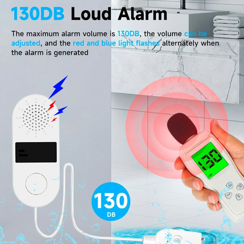 Tuya Water Leak Detector/2.4G Wifi Water Sensors with 130Db Adjustable Alarm/Tan