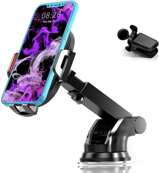 Phone Mount for Car,Car Phone Holder Mount,Phone Holder for Car, Cell Phone Holder for Car for Dashboard Windshield Air Vent,Compatible with Iphone, Samsung and Other Smartphone-Red
