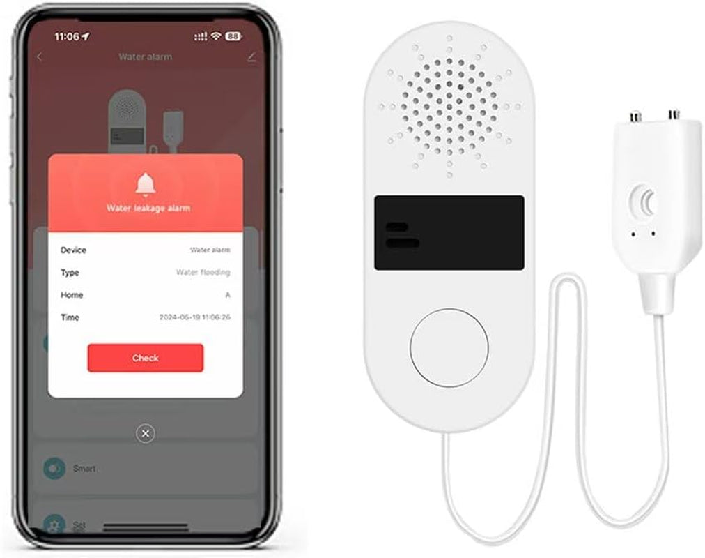 Tuya Water Leak Detector/2.4G Wifi Water Sensors with 130Db Adjustable Alarm/Tan